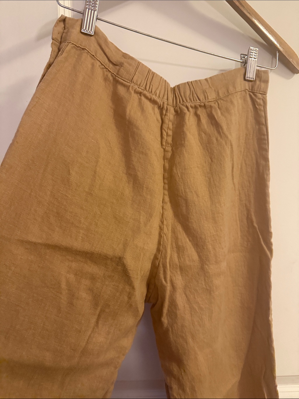 Sugar Candy Mountain Wide Leg Calla 100% Linen Pants In Camel Size Medium — image 5 of 7